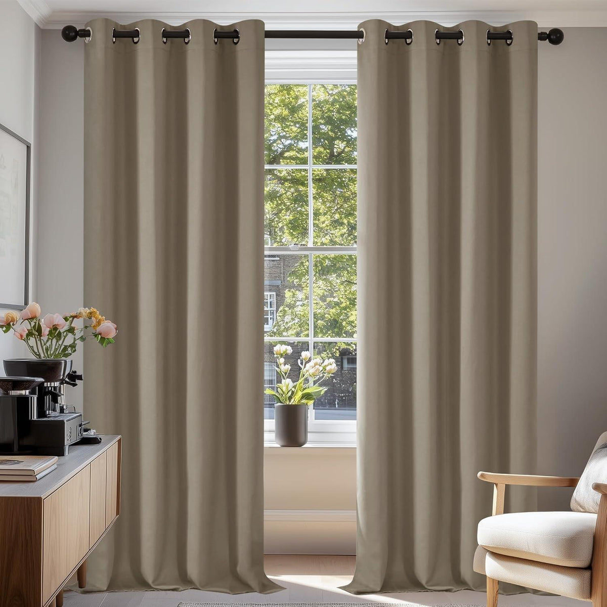Verdunklungsvorhänge 270x140 cm, Taupe, 2er Set