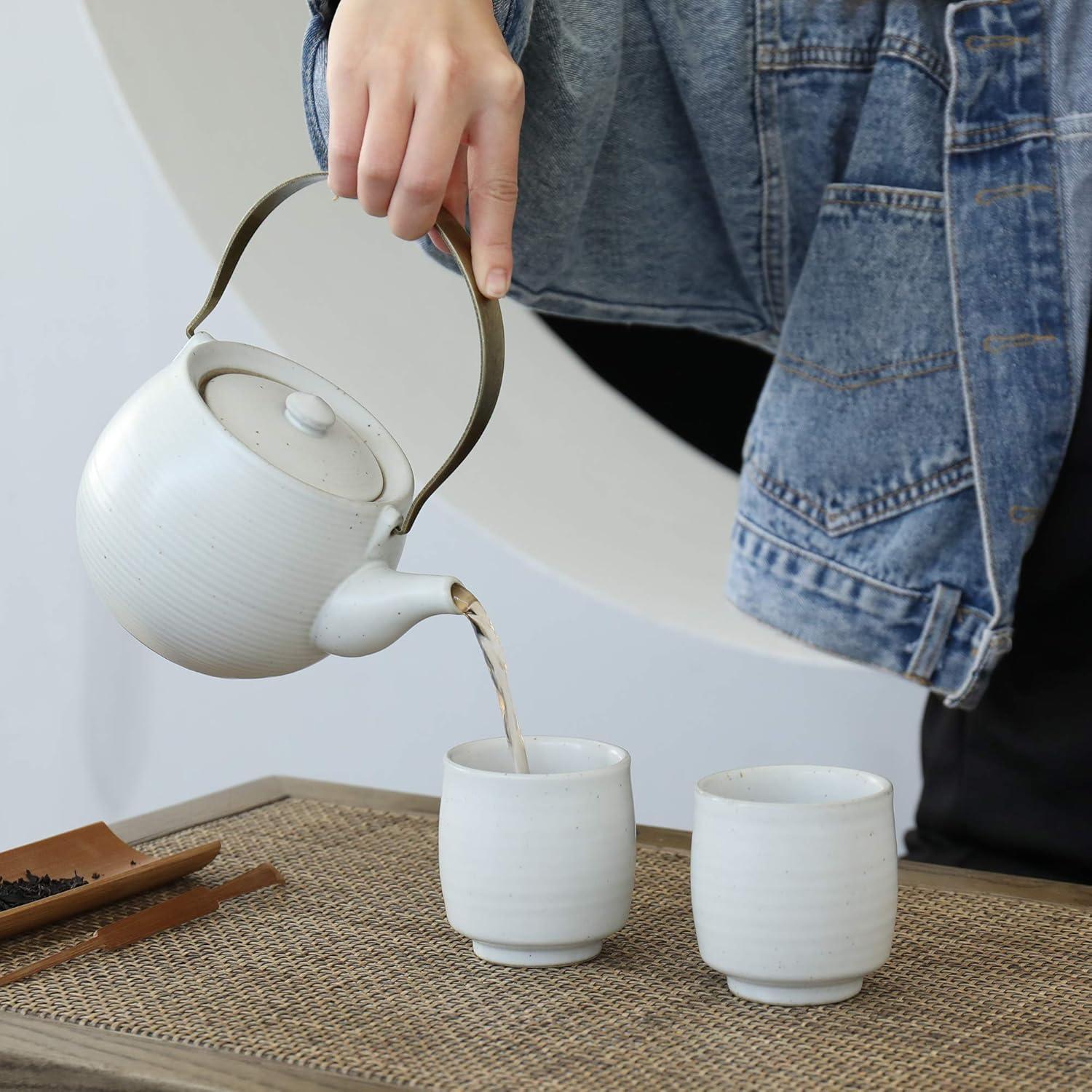 Chinesische Teetassen Set, 4 Stk., 175ml, Ruware, grün, handgefertigt