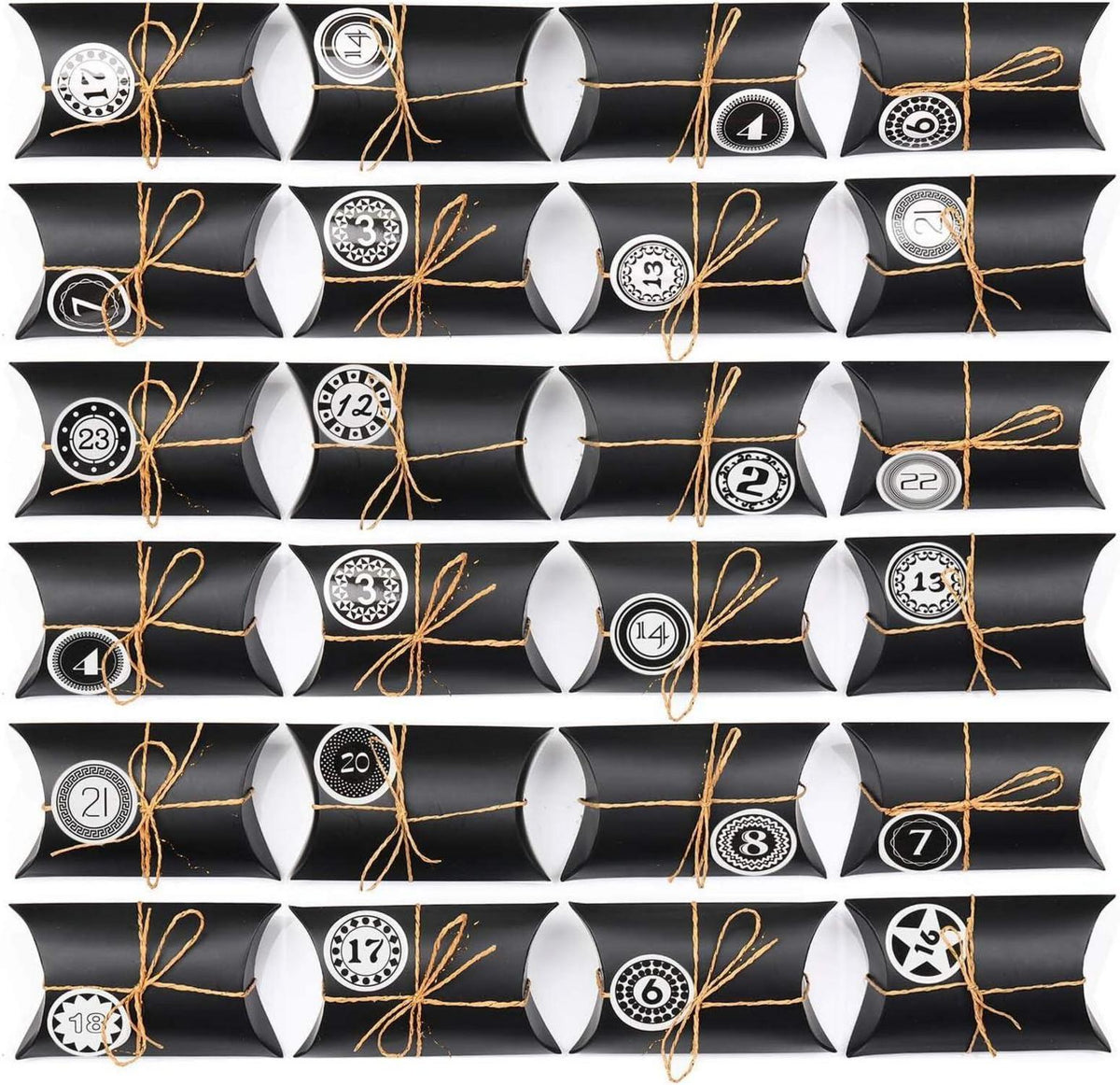 DIY Adventskalender zum Befüllen, 24 Kraftpapier Tüten mit Zahlenaufklebern