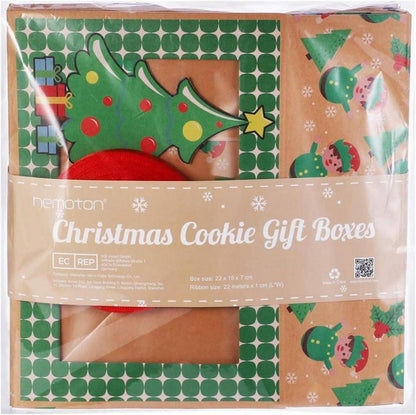 12er Weihnachts Kekskästen Boxen Geschenkboxen mit Weihnachtsbändern