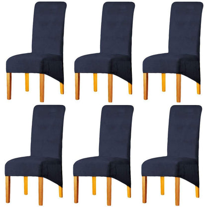 Samt Stuhlhussen 6er Set – Marineblau, Abnehmbar & Waschbar