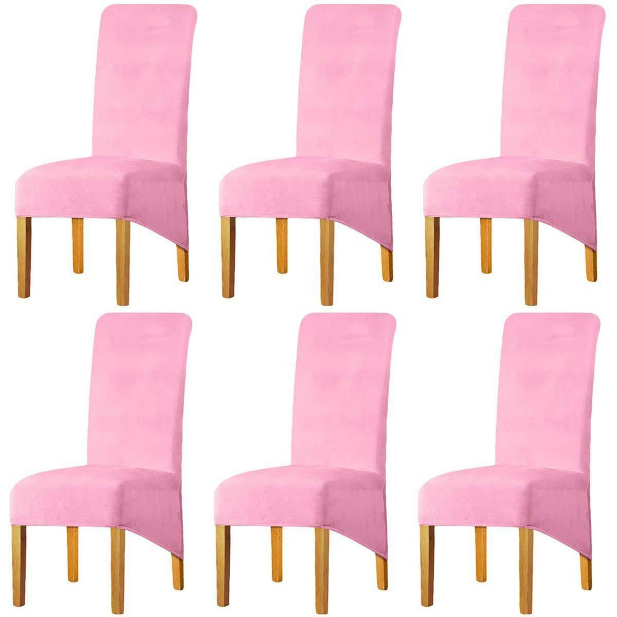 Stretchy Stuhlbezüge Rosa, 6er Set (Groß) – Samt, Elastisch