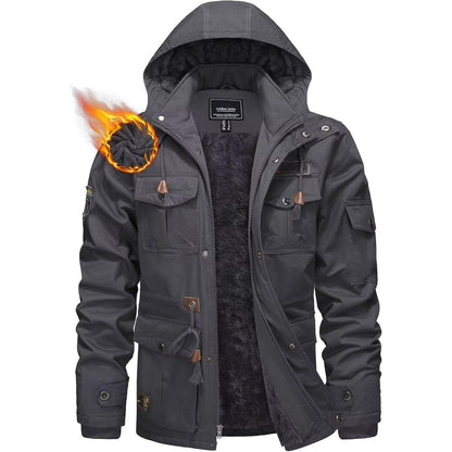 Winterparka Herren Fleecegefüttert Dunkelgrau XL