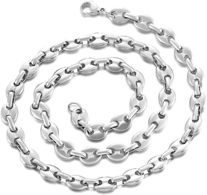 Kaffeebohne Halskette Edelstahl Silber 6/9/11mm Hip Hop 51/56/61CM