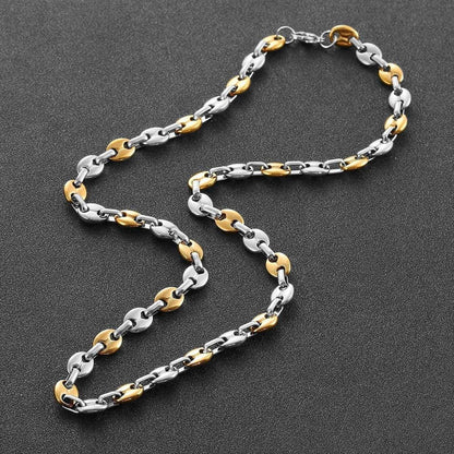 AFSTALR Herren Halskette Edelstahl Kaffeebohne Armband Silber Gold 51/56/61CM