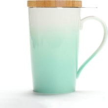 TEANAGOO Teetasse mit Filter und Deckel 510ml dunkleres Grün Leaf-Tee
