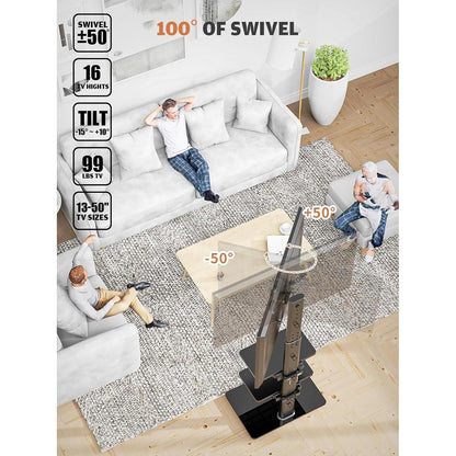 Höhenverstellbarer TV-Standfuß mit 3 Regalen für 19-42 Zoll TV