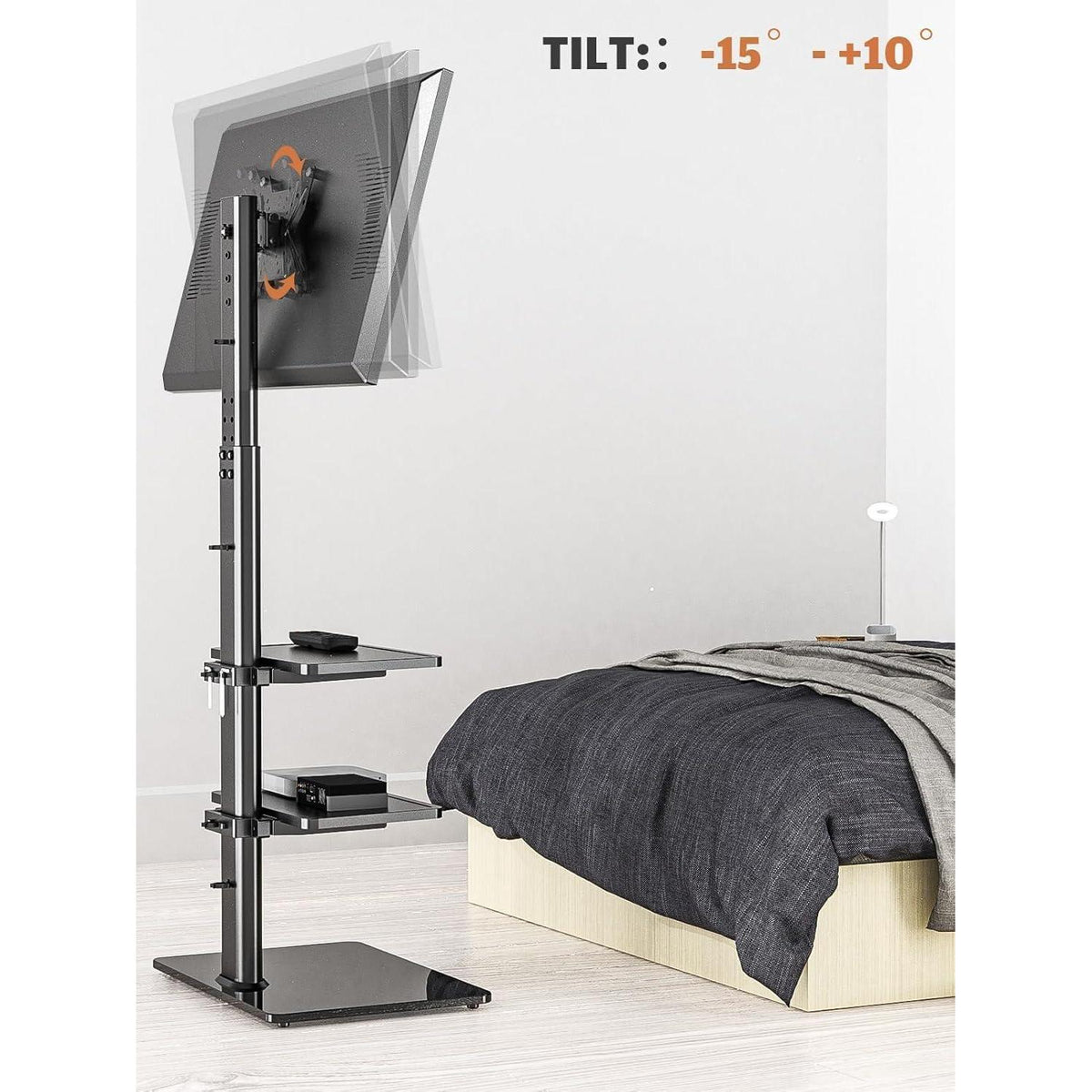 Höhenverstellbarer TV-Standfuß mit 3 Regalen für 19-42 Zoll TV