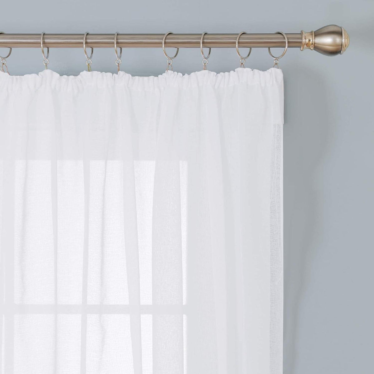 Deconovo Transparente Vorhänge Leinenoptik 245x140 Weiß 2er Set