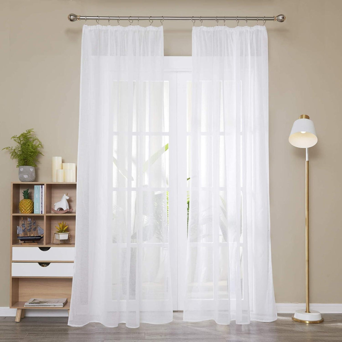 Transparente Gardinen für Schienensystem 245x140 Weiß 2er Set