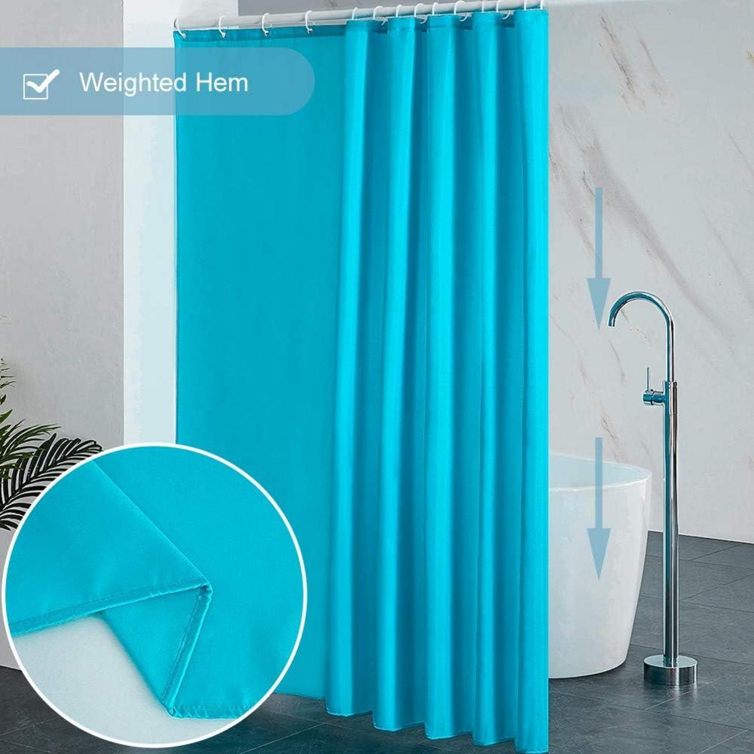 Duschvorhang Extra Breit Antischimmel Wasserdicht 244x200 Stoff Textil Blau