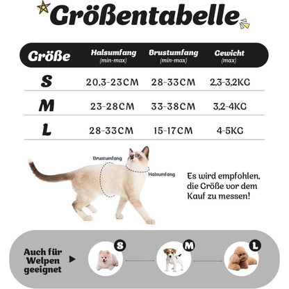 Katzengeschirr ausbruchsicher L Grau mit Leine