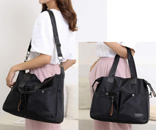 Schwarze Damen Schultertasche - Nylon Umhängetasche Hobo