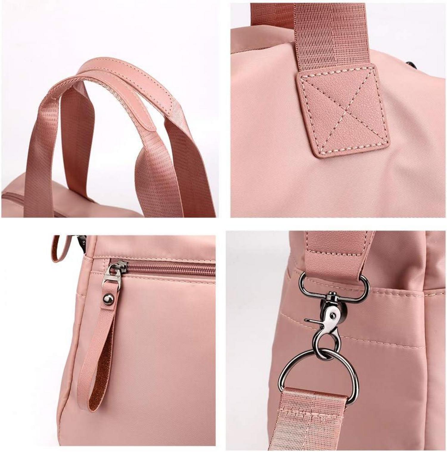 Damen Hobo Umhängetasche Messenger Handtasche Nylon Rosa 38x14x33cm