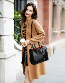 Coolives Damen Set Handtaschen Krokodil-Muster
