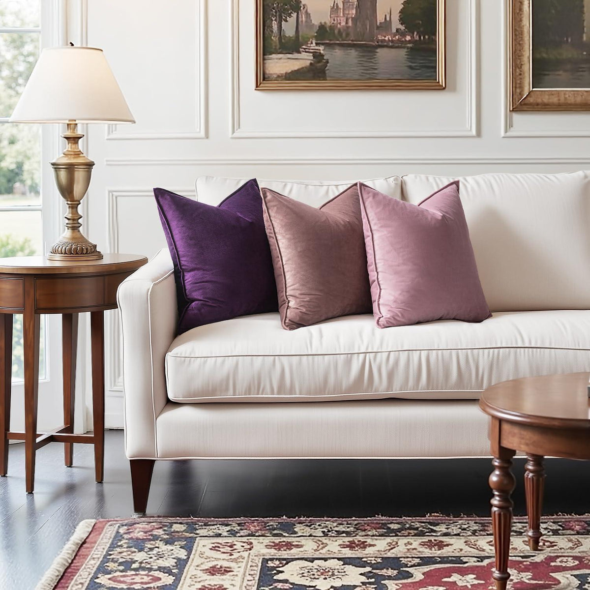 Samt Kissenbezug 40x40 Aubergine Lila - 2er Set