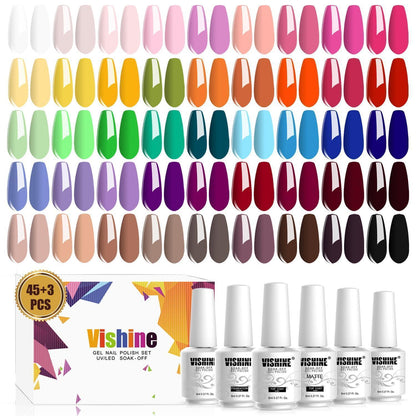 48x Gellack Set – 45 Farben + Base & Top Coat