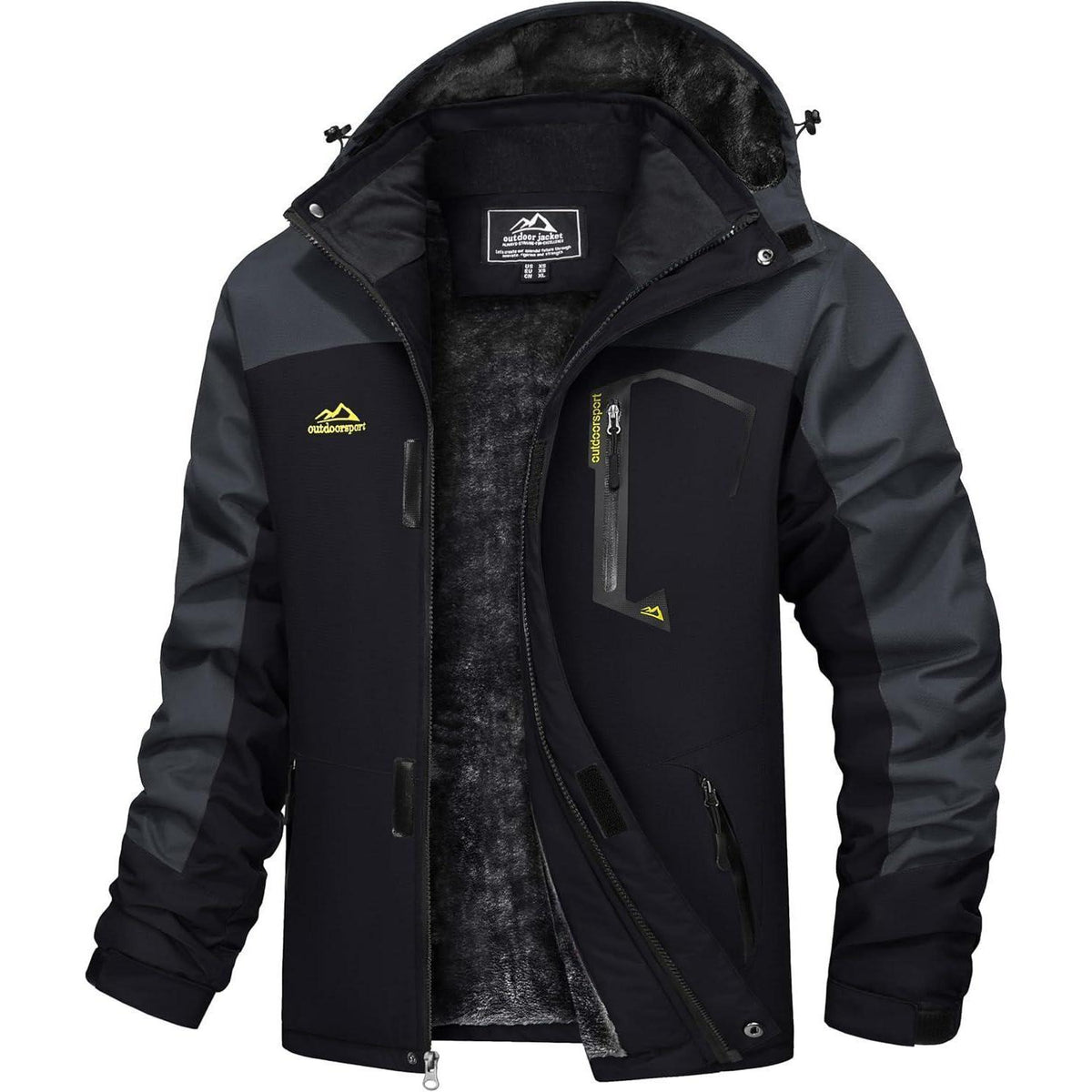 Herren Winterjacke wasserdicht & winddicht mit Fleece-Futter XL Dunkelgrau