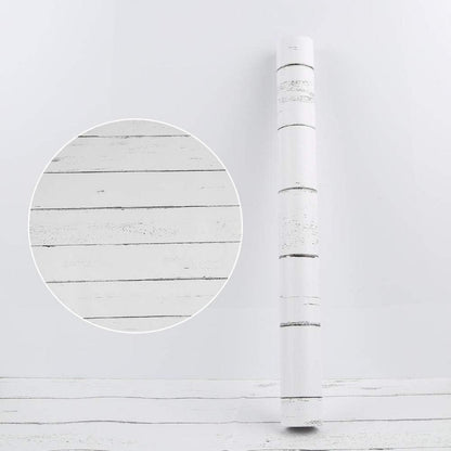 Weiße Selbstklebende Tapete Holzstreifen 44.5x500cm Wohnung Küche