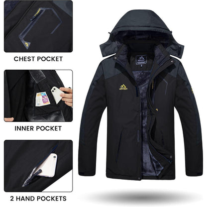 Herren Winterjacke wasserdicht warm gefüttert mit Kapuze Dunkelgrau