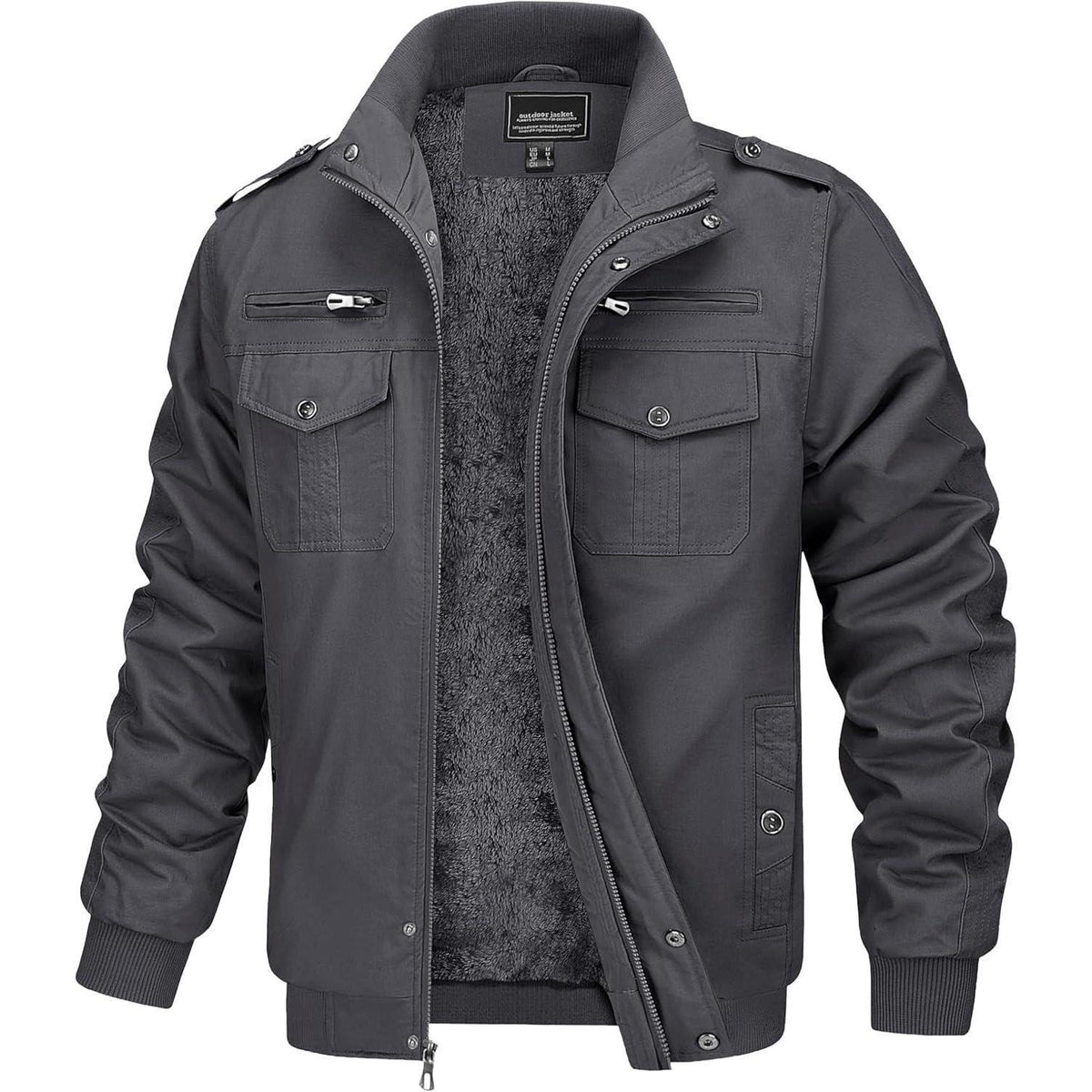 Herren Fleecejacke Winterjacke Warm & Funktional Grau XL