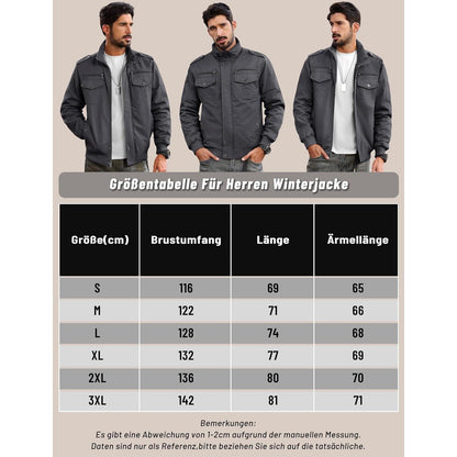 Herren Fleecejacke Winterjacke Warm & Funktional Grau
