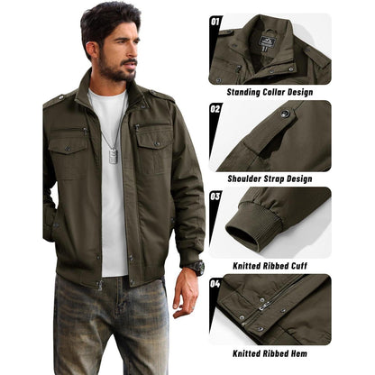 Herren Fleecejacke Winterjacke Warm & Funktional Armeegrün XXL