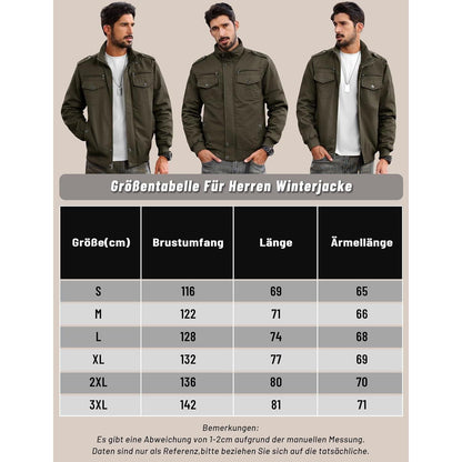 Herren Fleecejacke Winterjacke Warm & Funktional Armeegrün XXL