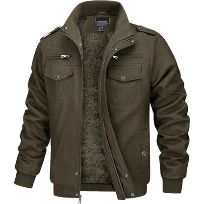 Herren Fleecejacke Winterjacke Warm & Funktional Armeegrün 3XL