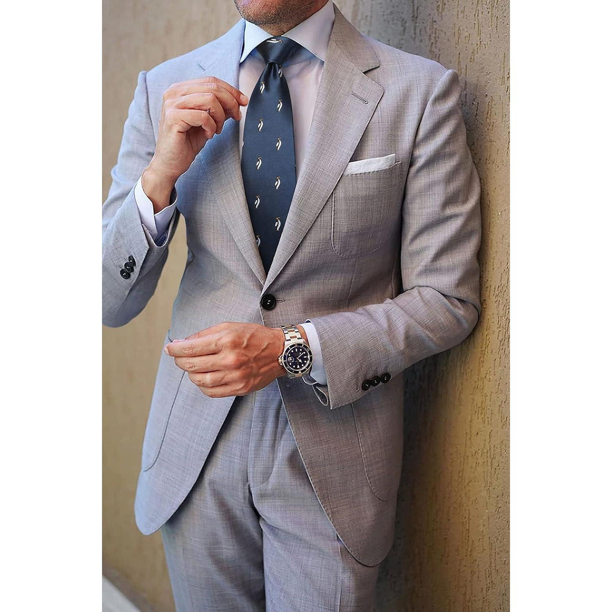 Herren Krawatten Set mit Pinguin Motiv, Marineblau