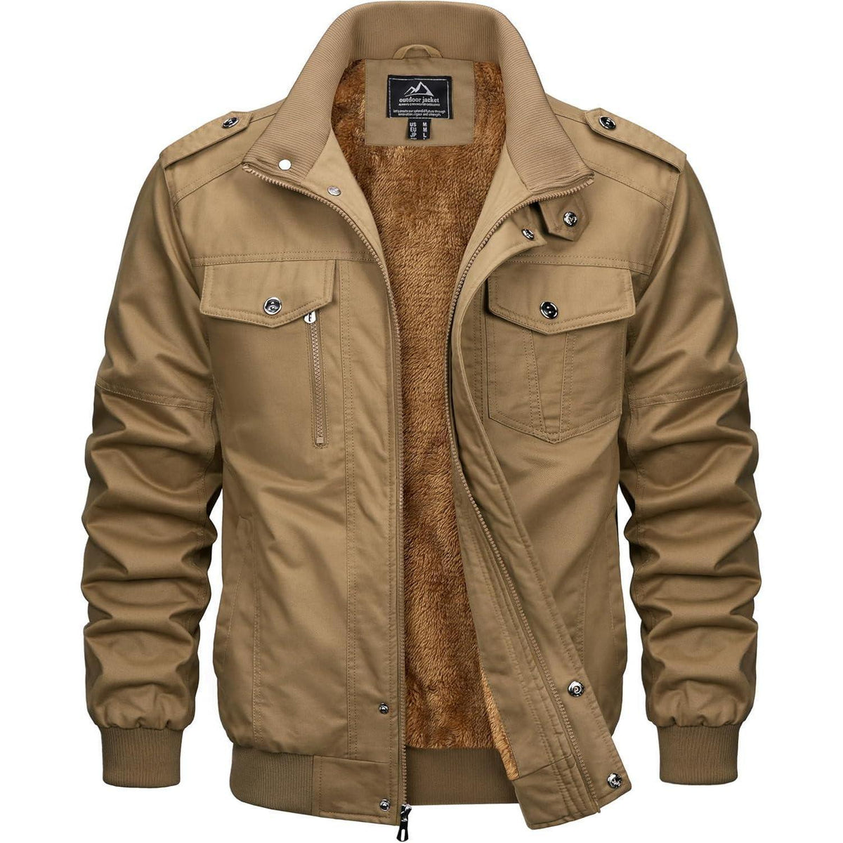 Herren Winterjacke Warm Gefüttert Khaki S