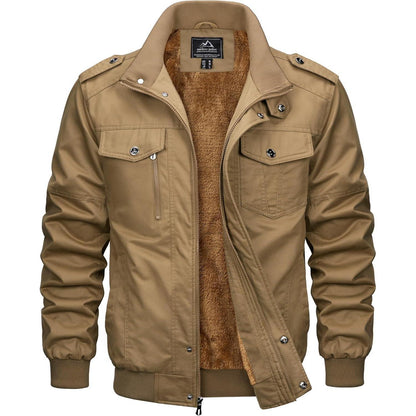 Herren Winterjacke Warm Gefüttert Khaki S