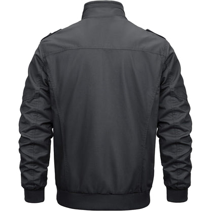 Herren Winterjacke Warm Gefüttert Fleecejacke Cargo Jacke Grau