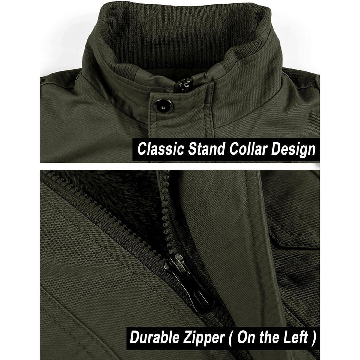 Herren Winterjacke warm gefüttert mit Taschen, Armeegrün
