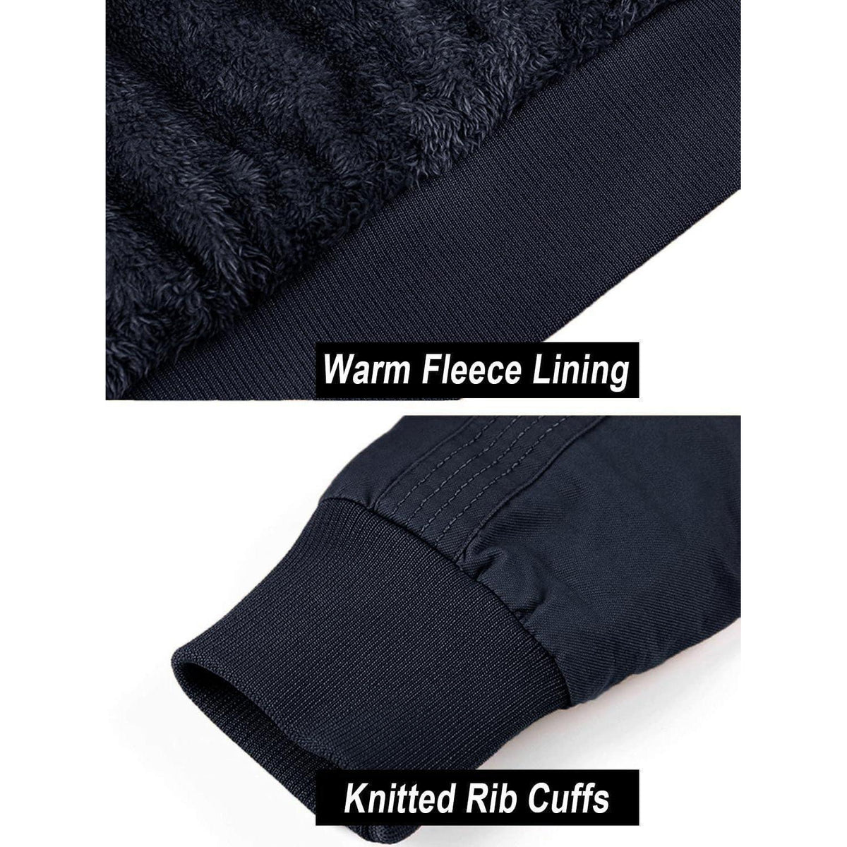 Herren Winterjacke gefüttert Fleecejacke Cargo Jacke Dunkelblau