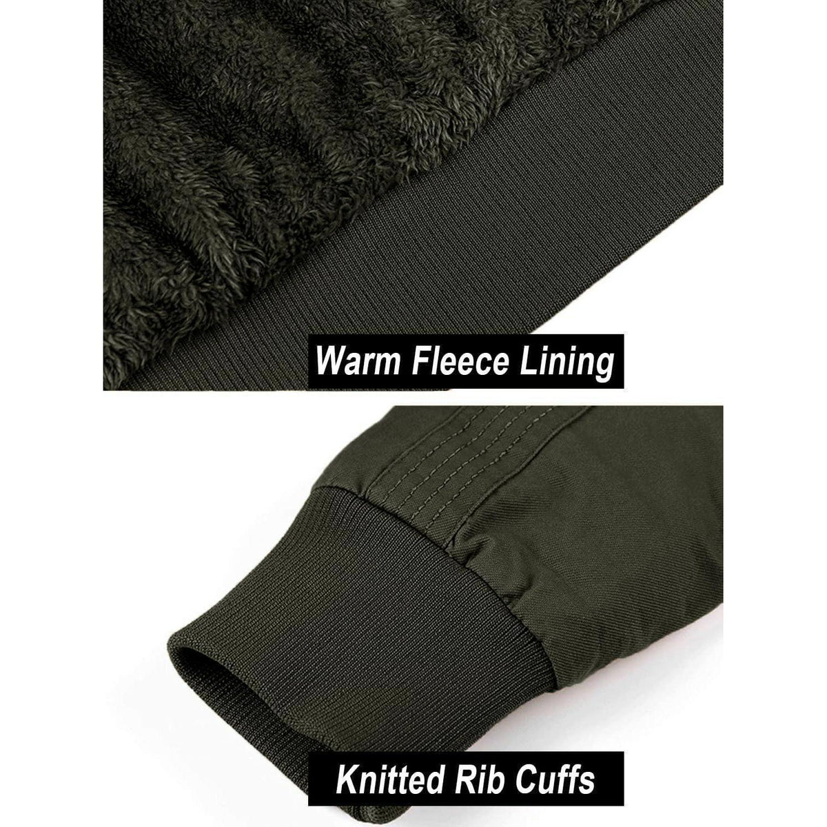 Herren Winterjacke Warm Gefüttert Fleecejacke Cargo Jacke Armygrün