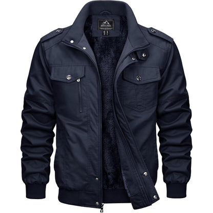 Herren Winterjacke warm gefüttert mit vielen Taschen Dunkelblau XL