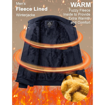 Herren Winterjacke warm gefüttert mit vielen Taschen Dunkelblau XL