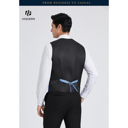 Herren Weste Krawatte Einstecktuch Set Jacquard Hellblau 6XL