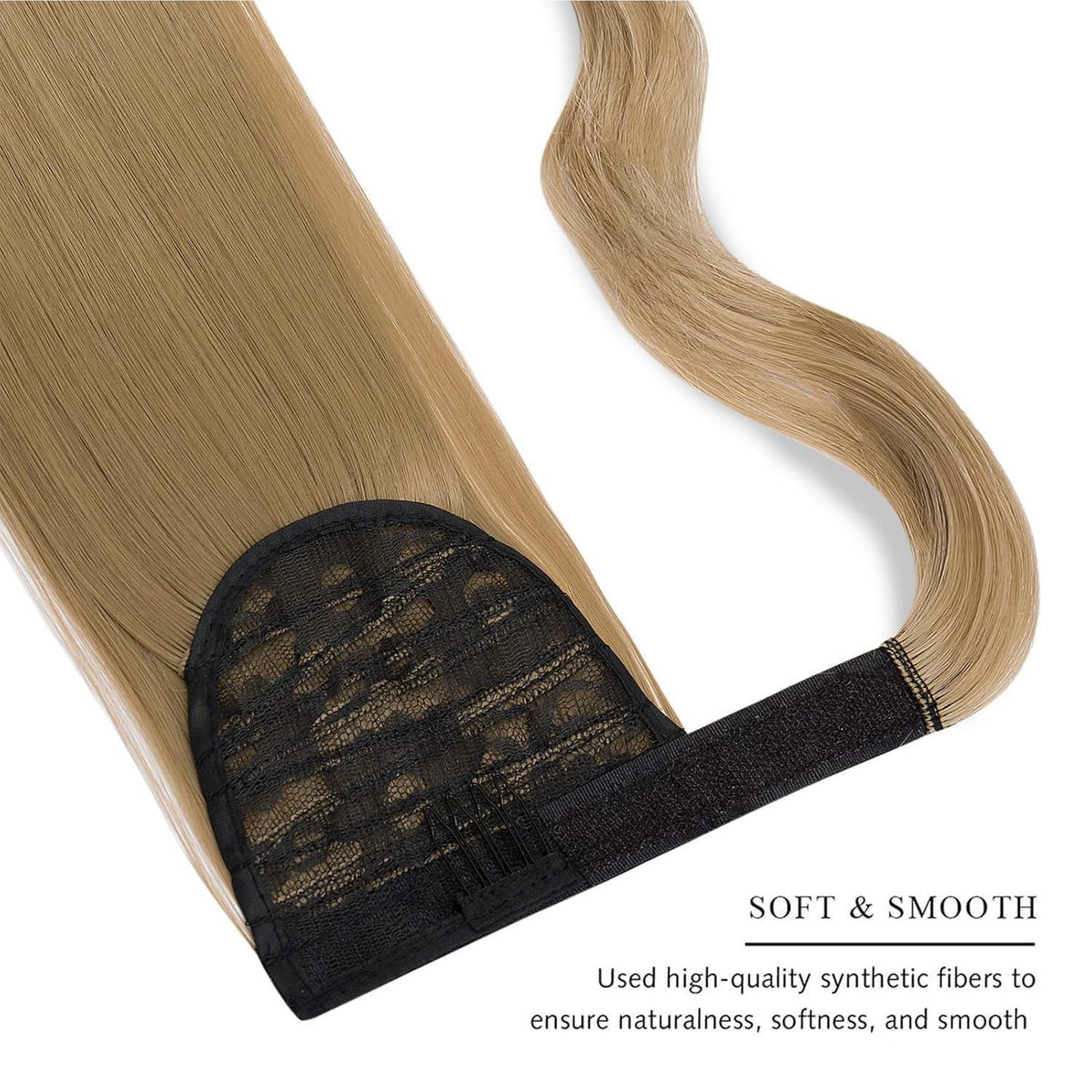 Clip in Pferdeschwanz Extension Aschblond 55 cm
