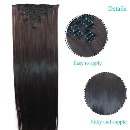 Clip-in Haarverlängerung, glatt, mittelbraun, 70cm