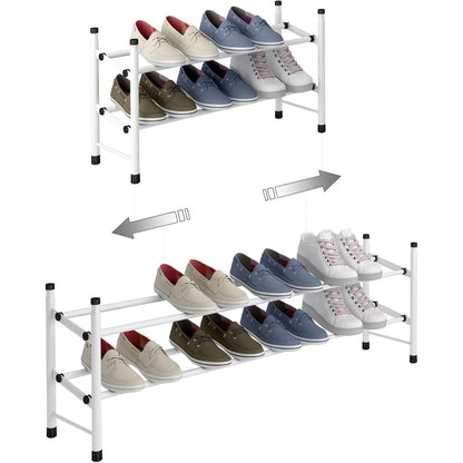 Ausziehbares Schuhregal mit 2 Ebenen für 12 Paar Schuhe