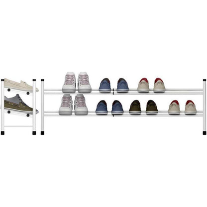 Ausziehbares Schuhregal mit 2 Ebenen für 12 Paar Schuhe