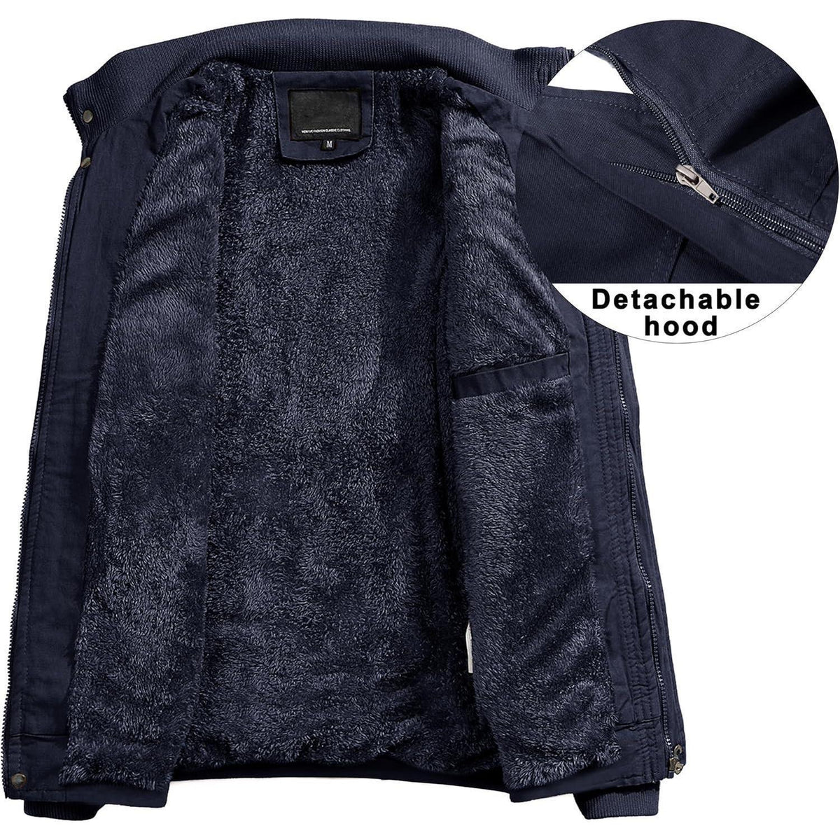 Warme Herren Winterjacke mit Fleece Futter und abnehmbarer Kapuze