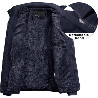 Warme Herren Winterjacke mit Fleece Futter und abnehmbarer Kapuze