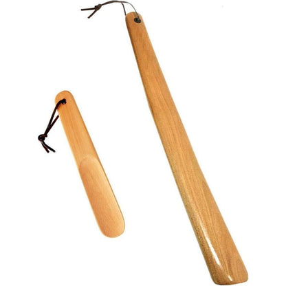 2er Pack Holz Schuhlöffel mit Lederseil für Mann Frau Kind