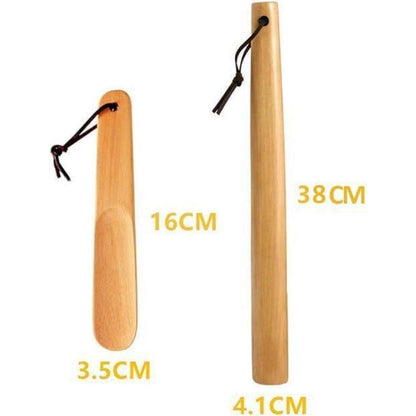 2er Pack Holz Schuhlöffel mit Lederseil für Mann Frau Kind