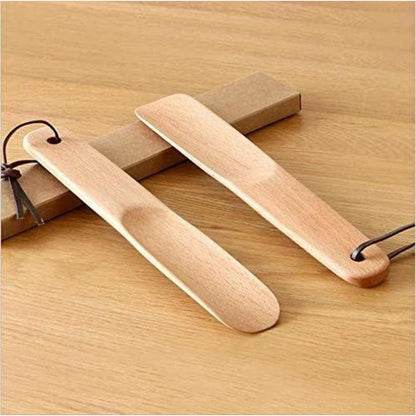 2er Pack Holz Schuhlöffel mit Lederseil für Mann Frau Kind