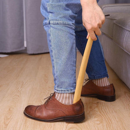 2er Pack Holz Schuhlöffel mit Lederseil für Mann Frau Kind