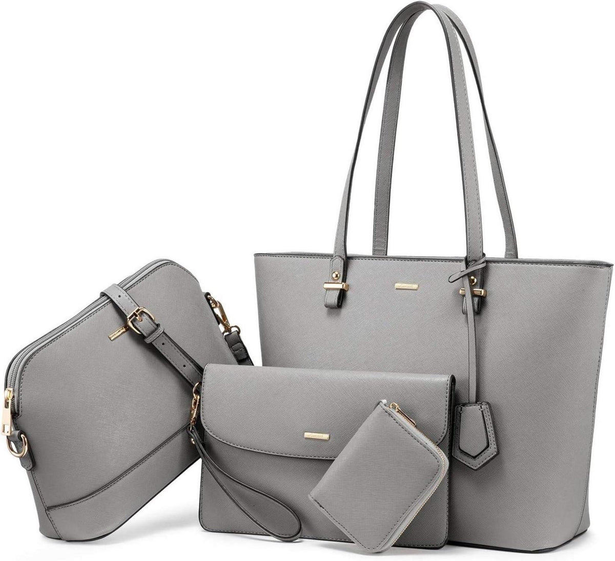 Handtasche Damen Set 4-teilig Schultertasche Umhängetasche Geldbörse